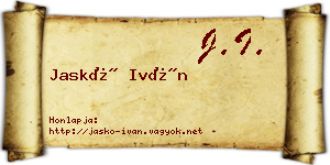 Jaskó Iván névjegykártya